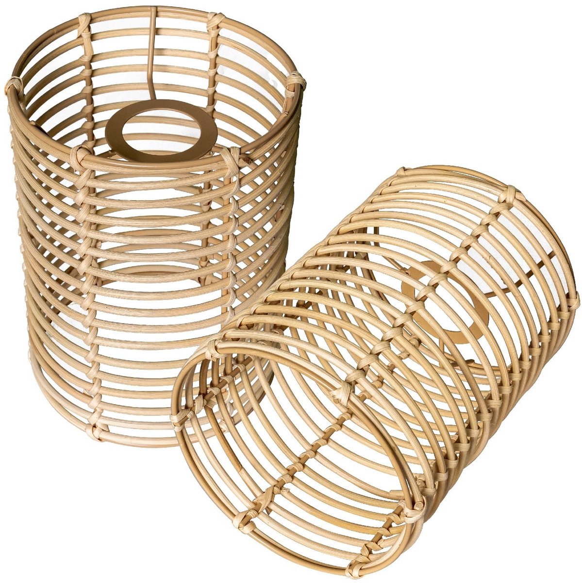 Omgoods - Set van 2 Cylindrische Lampschermen in Boho Stijl - Beige