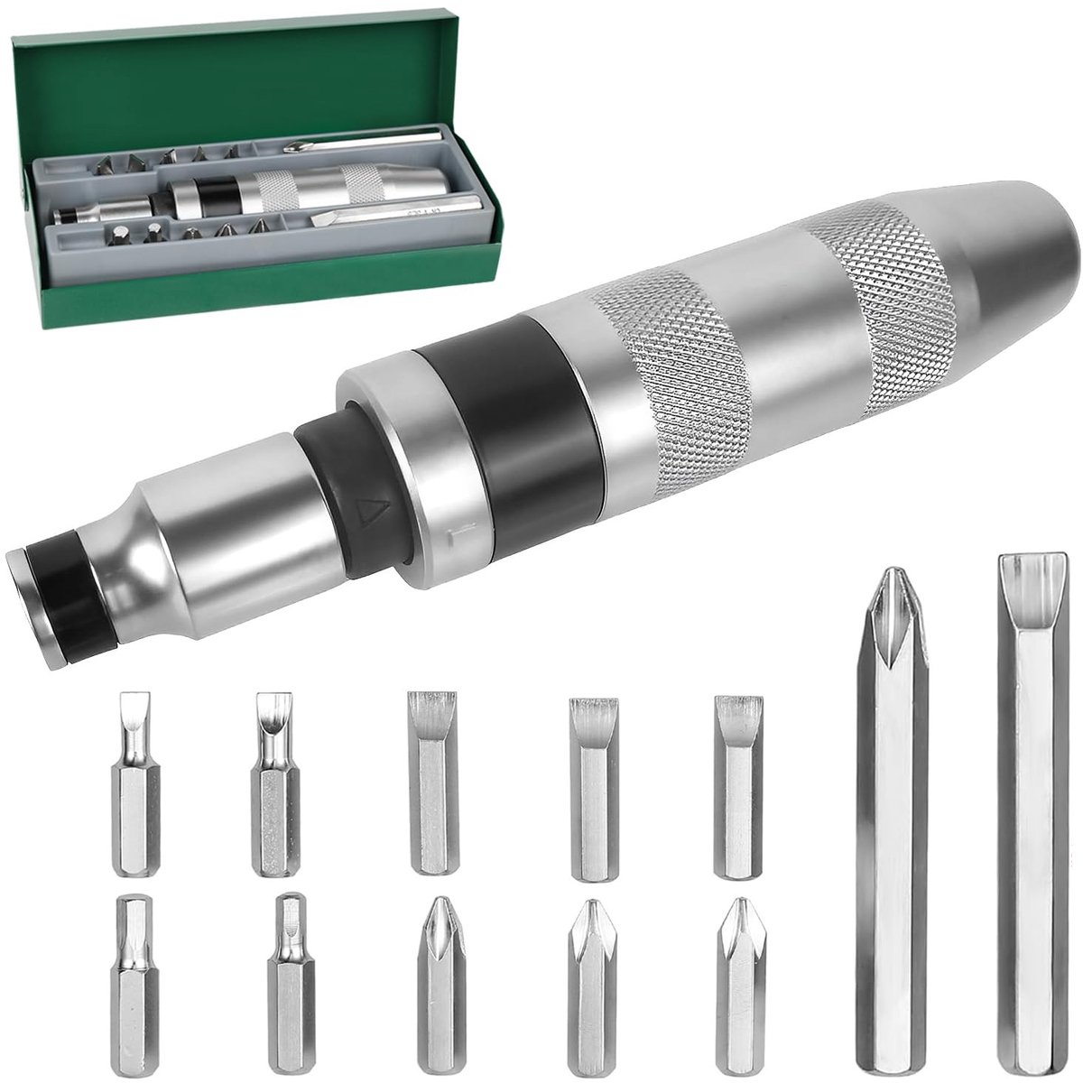 Omgoods- Schroevendraaierset 13-delig - Impact Driver - Roestige/Bevroren Schroeven - Antislip Ontwerp - Opbergkoffer - Chroom-Vanadium-Staal - Schroevendraaier