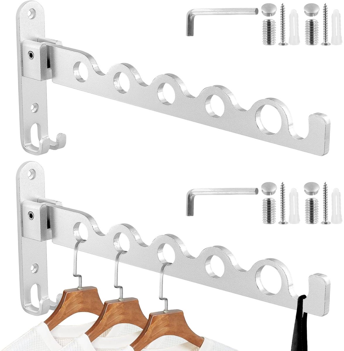 Omgoods - Inklapbare Kledinghaken Set van 2 voor Wandmontage