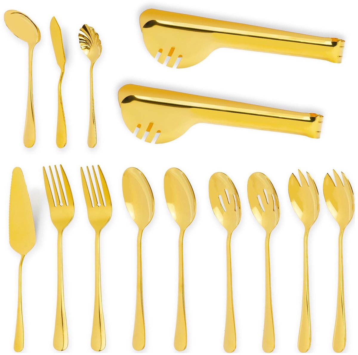 Omgoods - 14-delig Gouden Bestekset van RVS voor Feestjes