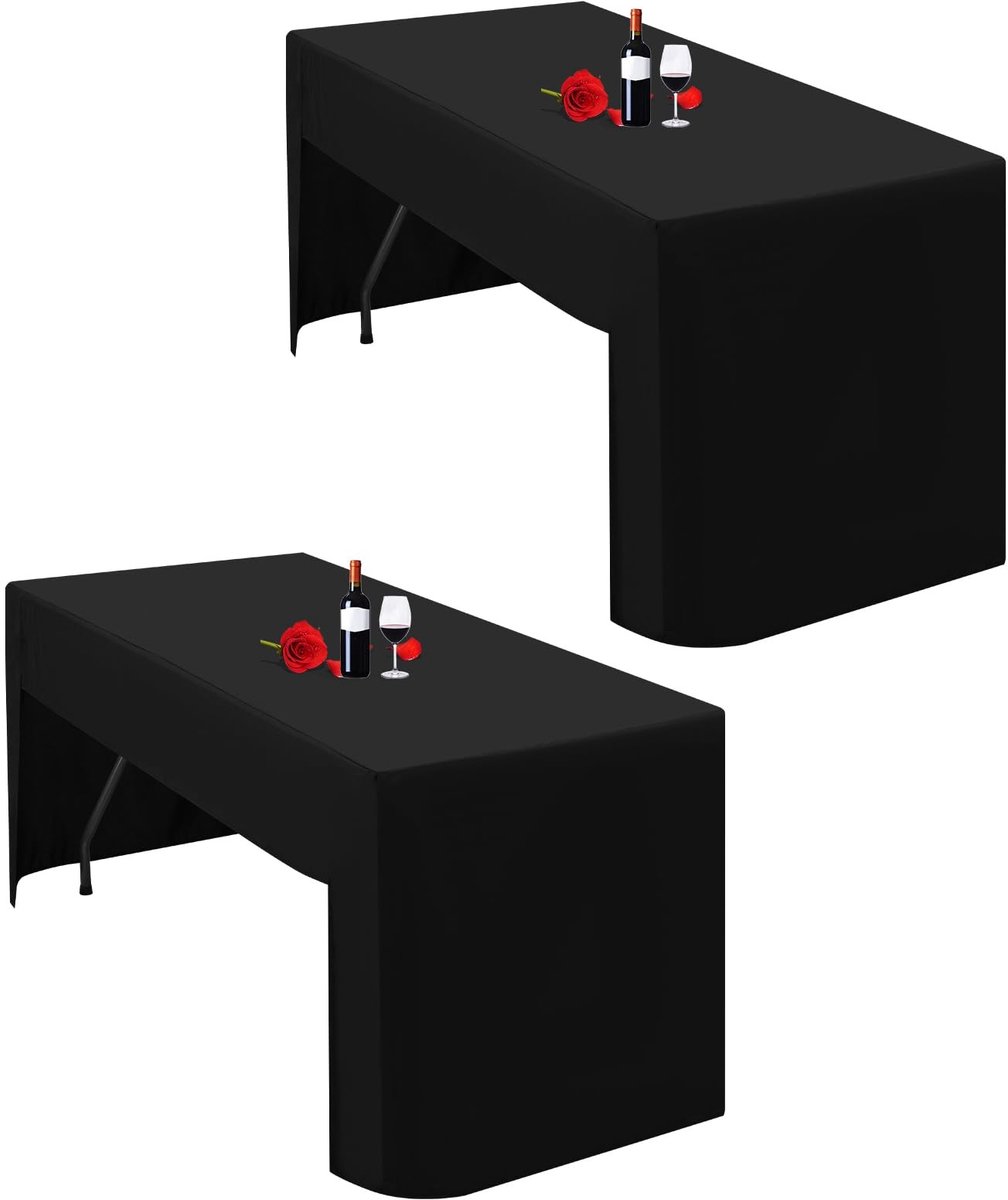 Omgoods - 2-Pack Zwarte Tafellakens voor 6 ft Vouwtafel