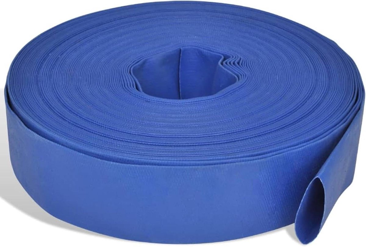Platte waterslang - Afvoerslang Tuinslang - Water transporteren - Polyester versterkt - 50 m 2 inch - Blauw