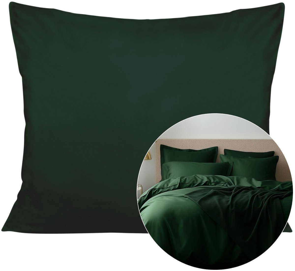 Darymex Kussensloop 70x80 cm - Flesgroen - 100% Katoen-Satijn (110 g/m²) - Egaal - Met Verborgen Ritssluiting - OEKO-TEX® - Wasbaar op 60°C - 1 Stuk