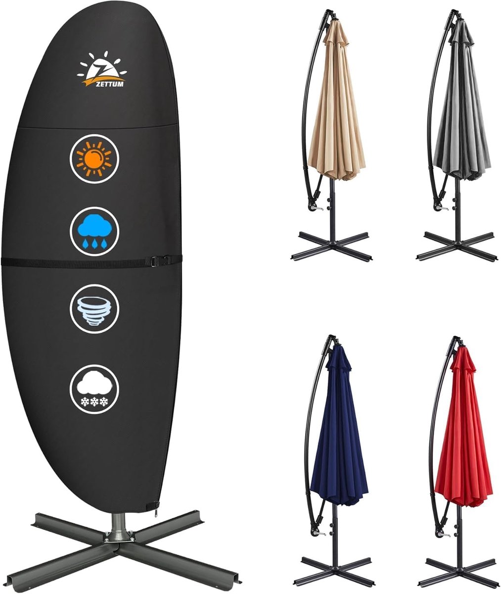 Parasolhoes 215 x 45 x 66/48 cm - Waterdicht en UV-bestendig - Voor 2-3m parasols - Bescherming tegen weersinvloeden - ShopVlot