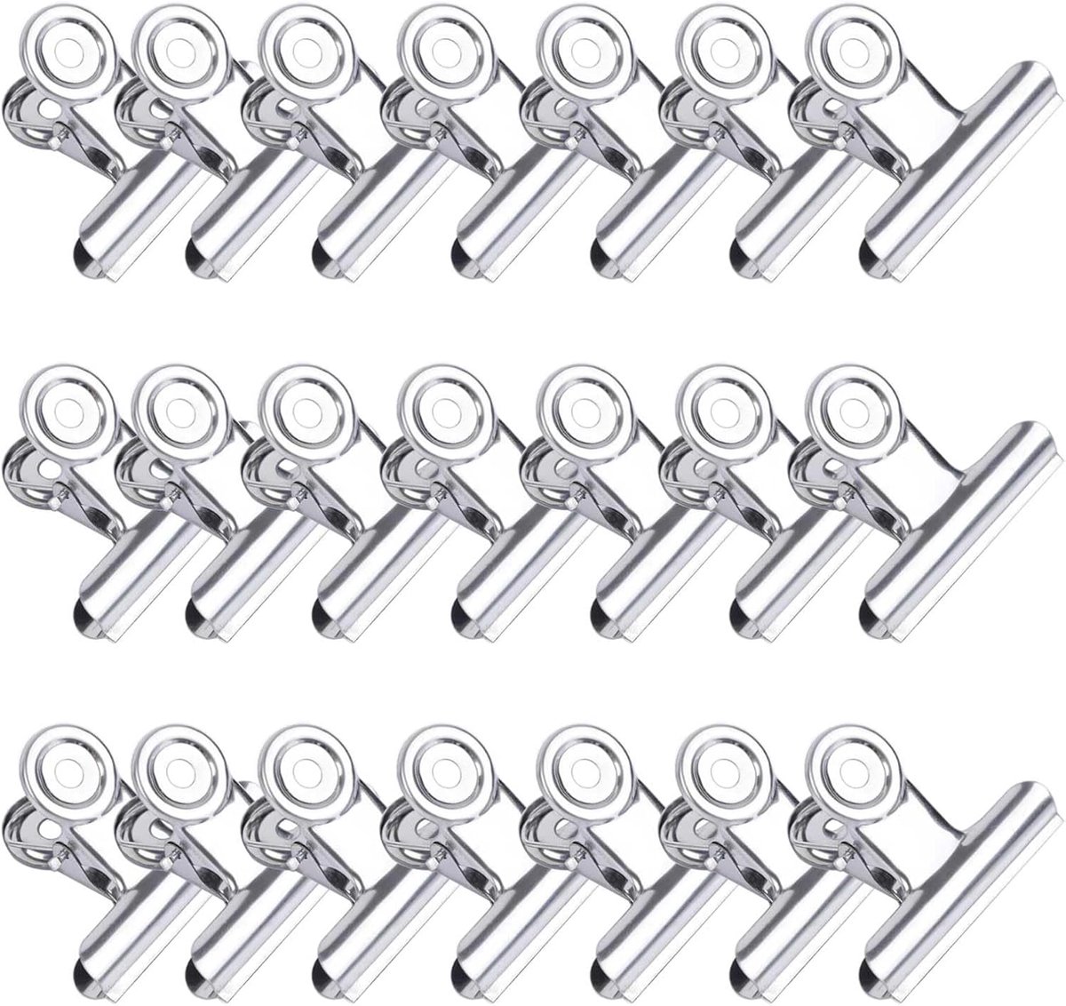 SnelShoppen - 100 Stuks Metalen Bulldog Clips, Papieren Klemmen, 22 mm, Zilver, Geschikt voor Documenten, Foto's, Kantoor en Thuisgebruik