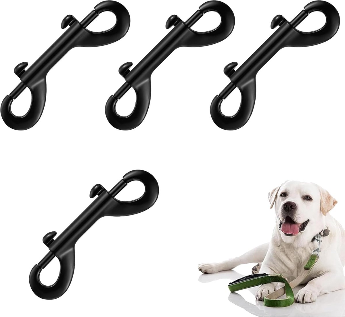 Double Carabiner Hooks, 4 Pieces, Robust Double Carabiner Hooks, Bolt Snapper Chains, Snap Hooks, Double Hook, Double - ShopVlot