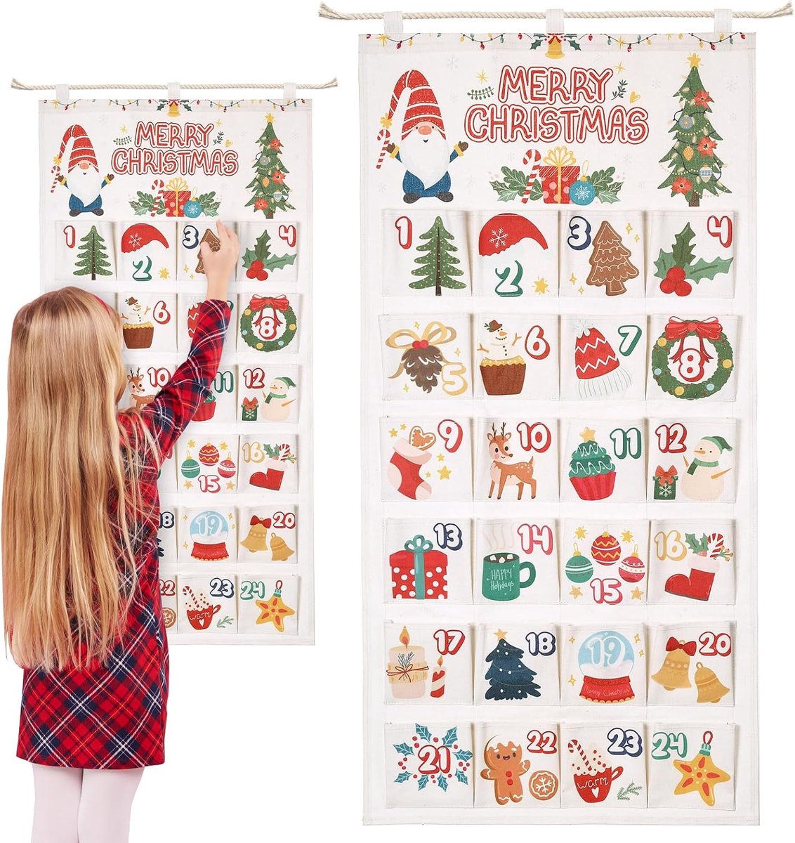 Naler 24 Advent Calendars for Filling, with 24 Compartments, Self-Filling for Hanging, Self-Filling, Decorative - ShopVlot