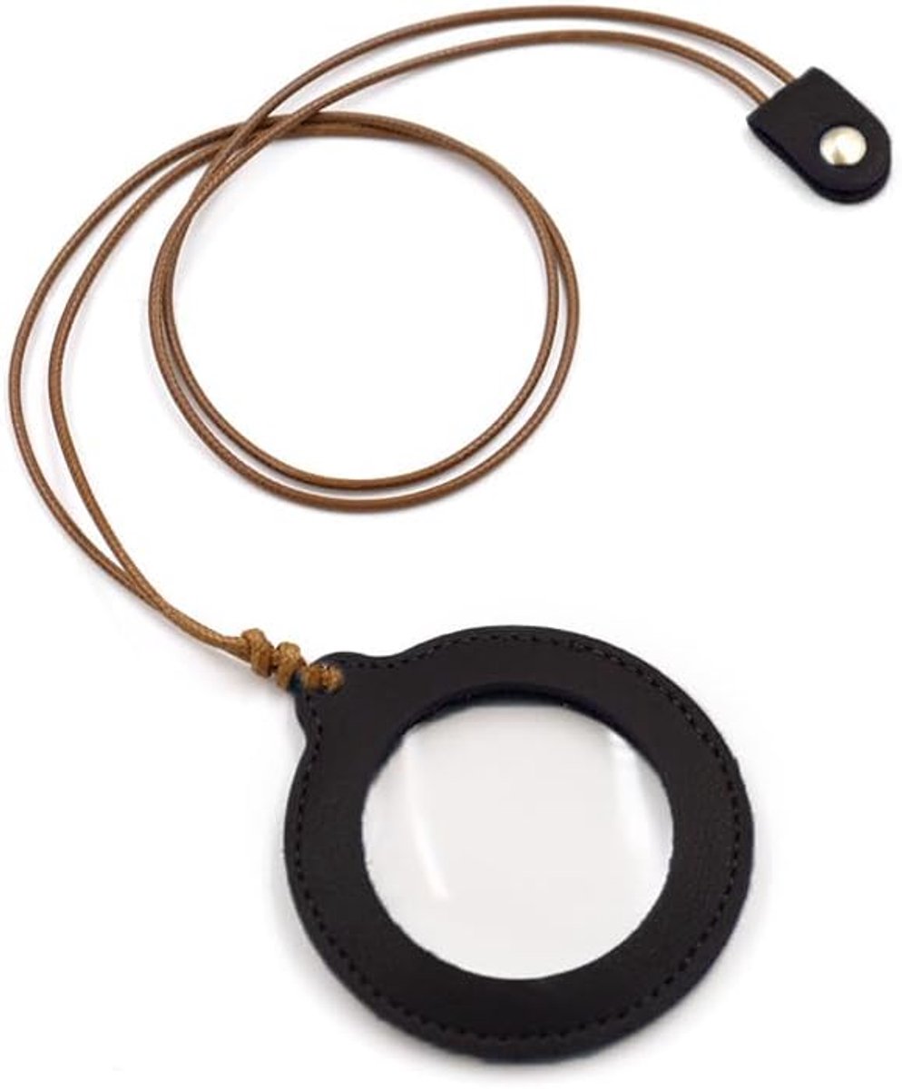SnelShoppen - Vergrootglas 10x Vergroting Handmagnifier met Koord - Lezen, Detailweergave, PU en Glas, Zwart - Ideaal voor Boeken, Kranten, Tijdschrif