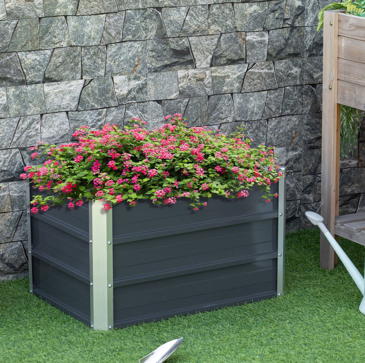 COVREO Plantenbak 66x47x40 cm donkergrijs, open bodem voor buiten