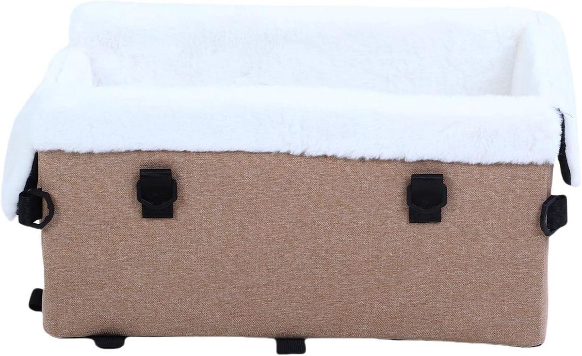 Huisdier Auto Reismand - Hondenzitje Kattenmand - Veilig Reizen - Zachte polyestervezel - 45x26x23cm - Khaki