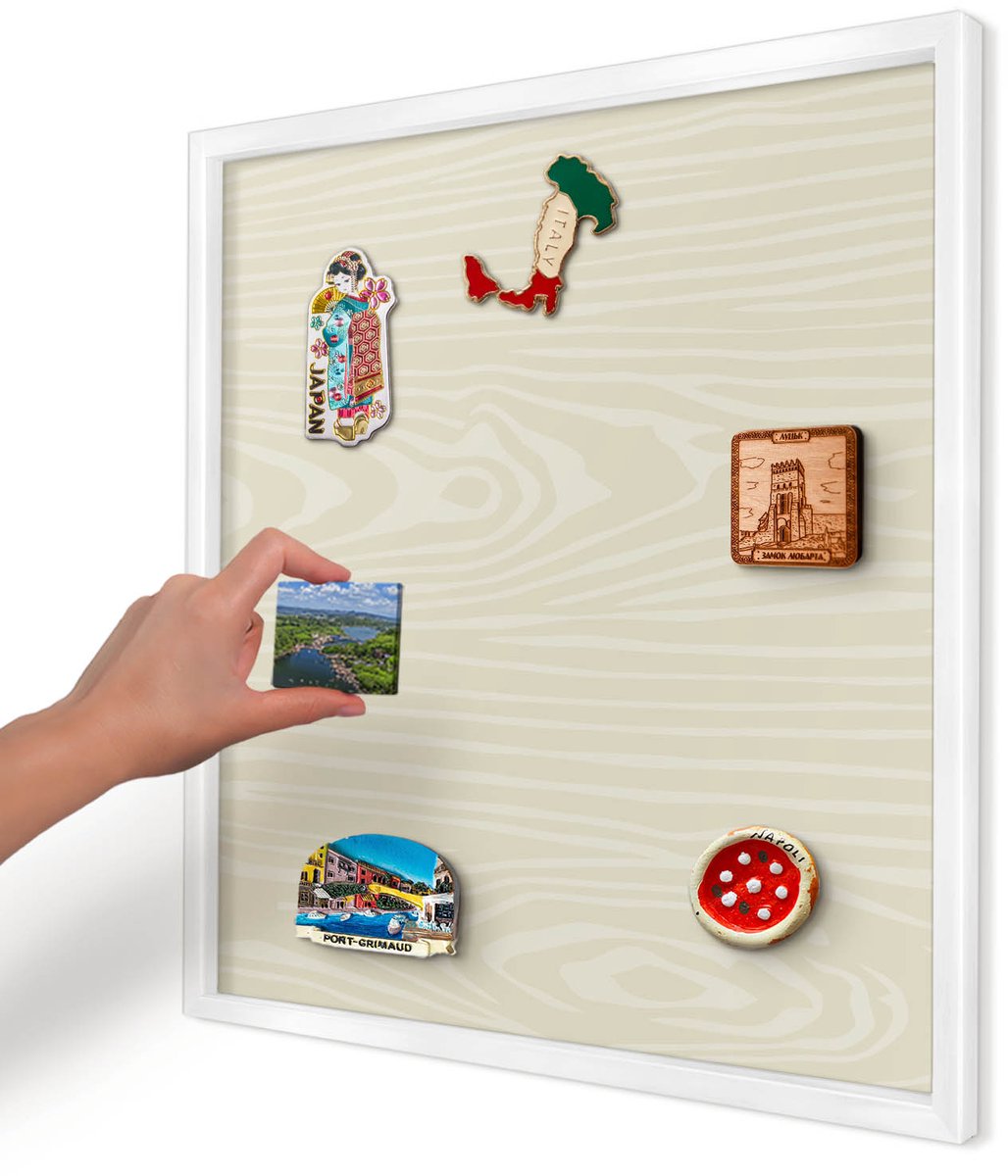 Artprintcave Beige Magneetbord mit Witte Lijst - 50x50 cm - Beige Korrel Bord Voor Magneten - Minimalist Magneet Bord mit Frame - Texturen