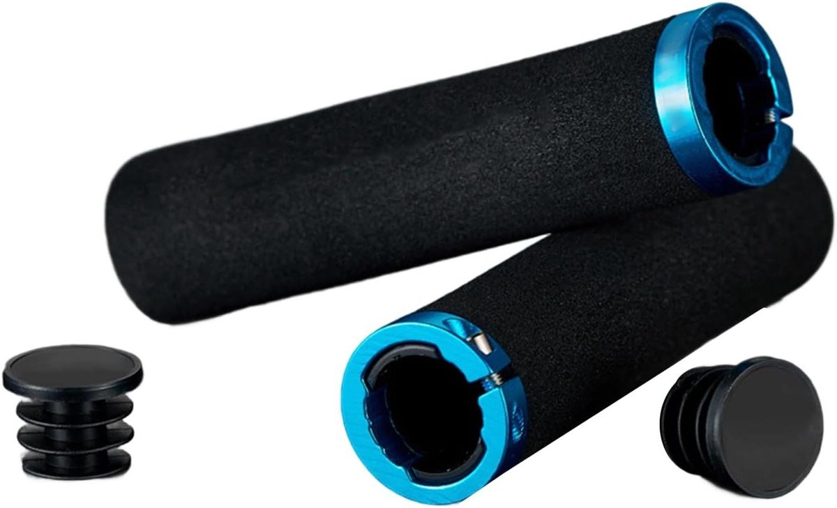 Fiets Handvat Grips - Stuur Grip Spons - Comfortabel Fietsen - Schokabsorberende Spons - 130 mm lengte - Zwart Blauw Rood