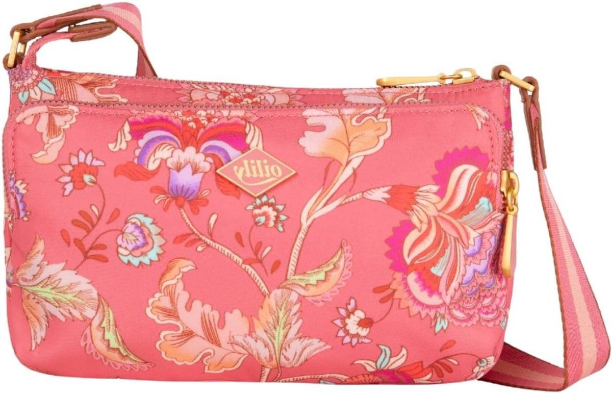 Schoudertas - Crossbody tas - Dagelijks gebruik - Bloemenpatroon - 20 x 12 x 5 cm - Koraalrood