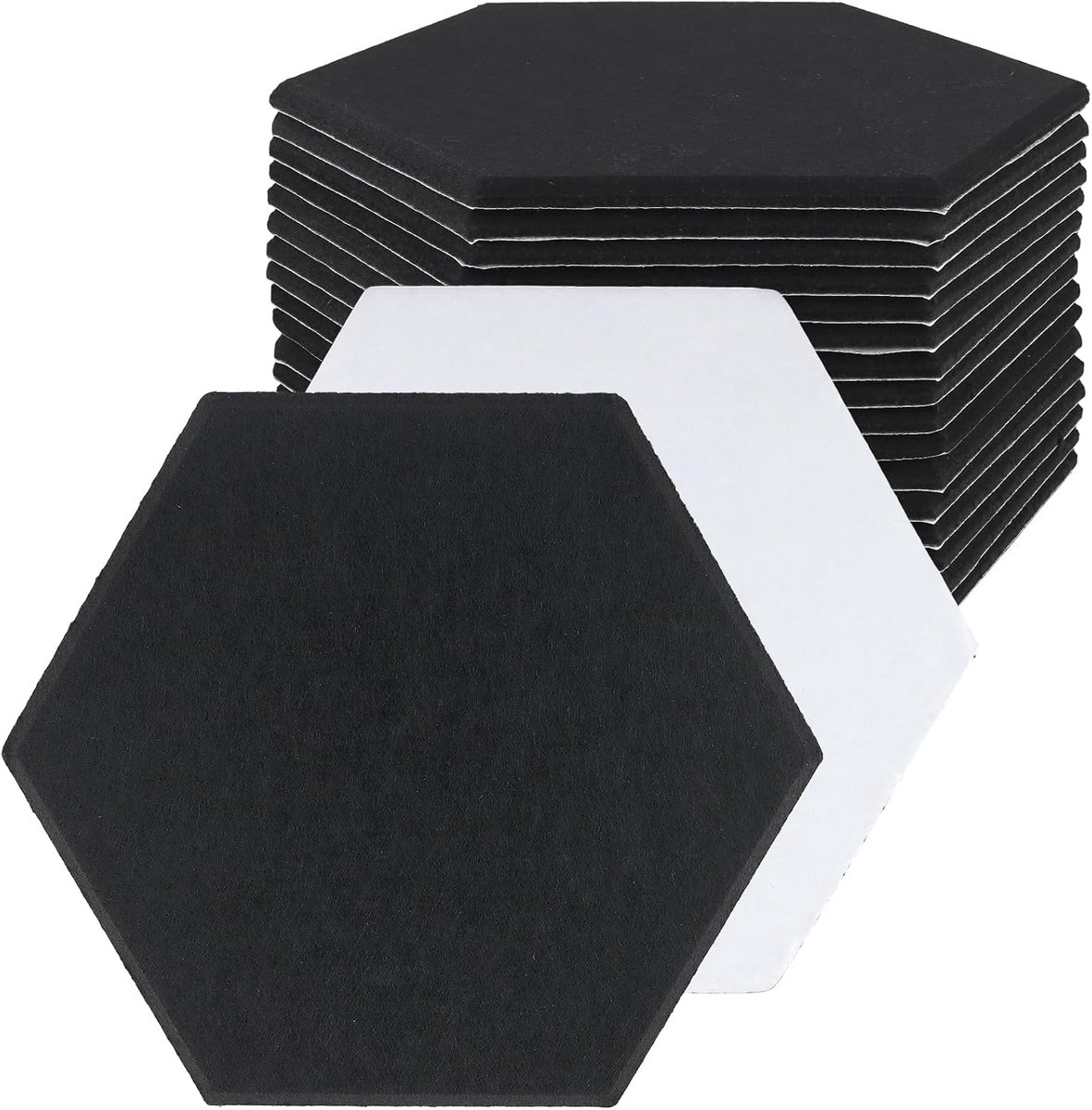 SnelShoppen - Hexagon Akoestische Panelen Zelfklevend 30 x 30 x 1 cm Geluiddempende Wandpanelen Zwart voor Woonkamer Slaapkamer Geluidsisolatie Decora