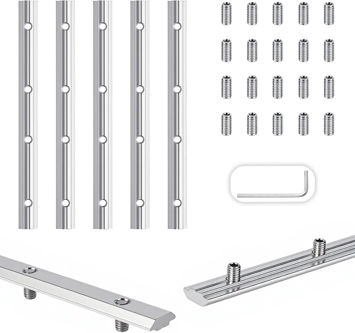 5Pcs Straight Line Inside Connector Joint Bracket 40x40mm Aluminum Profile Brackets with M6 Screws and Hexagonal - ShopVlot