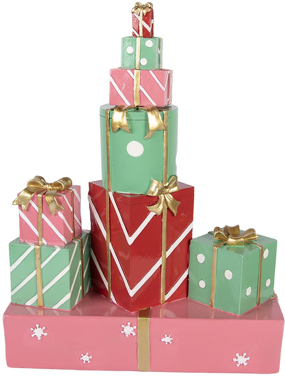 Clayre & Eef Kerstdecoratie Beeld Cadeau 27x12x36 cm Groen Kunststof