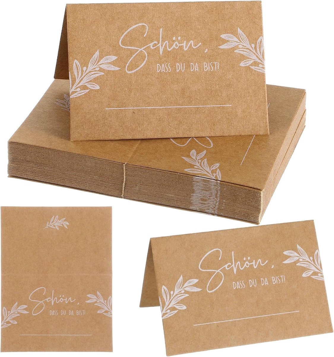 Kraft papieren tafelkaarten 50 stuks - 110 x 85 mm - bruine schrijfbare naamkaarten - perfect voor bruiloften - ShopVlot