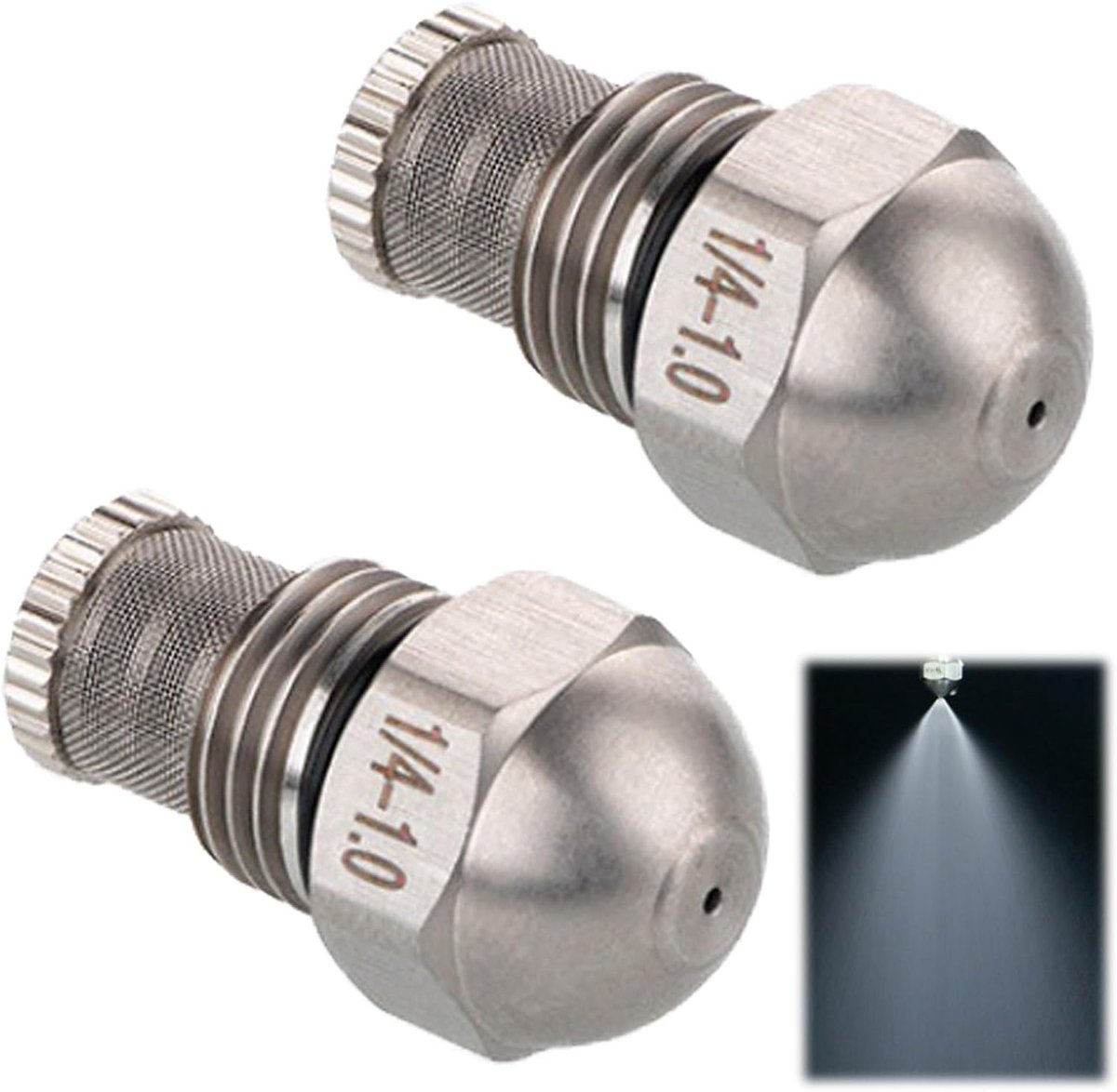 SnelShoppen - Pack van 2 1/4BSP Spuitmonden, RVS, Fijne Spray voor Koeling, Schoonmaken, Coaten, Tuinirrigatie, Fijne Nevel Sprayer met Filterfunctie