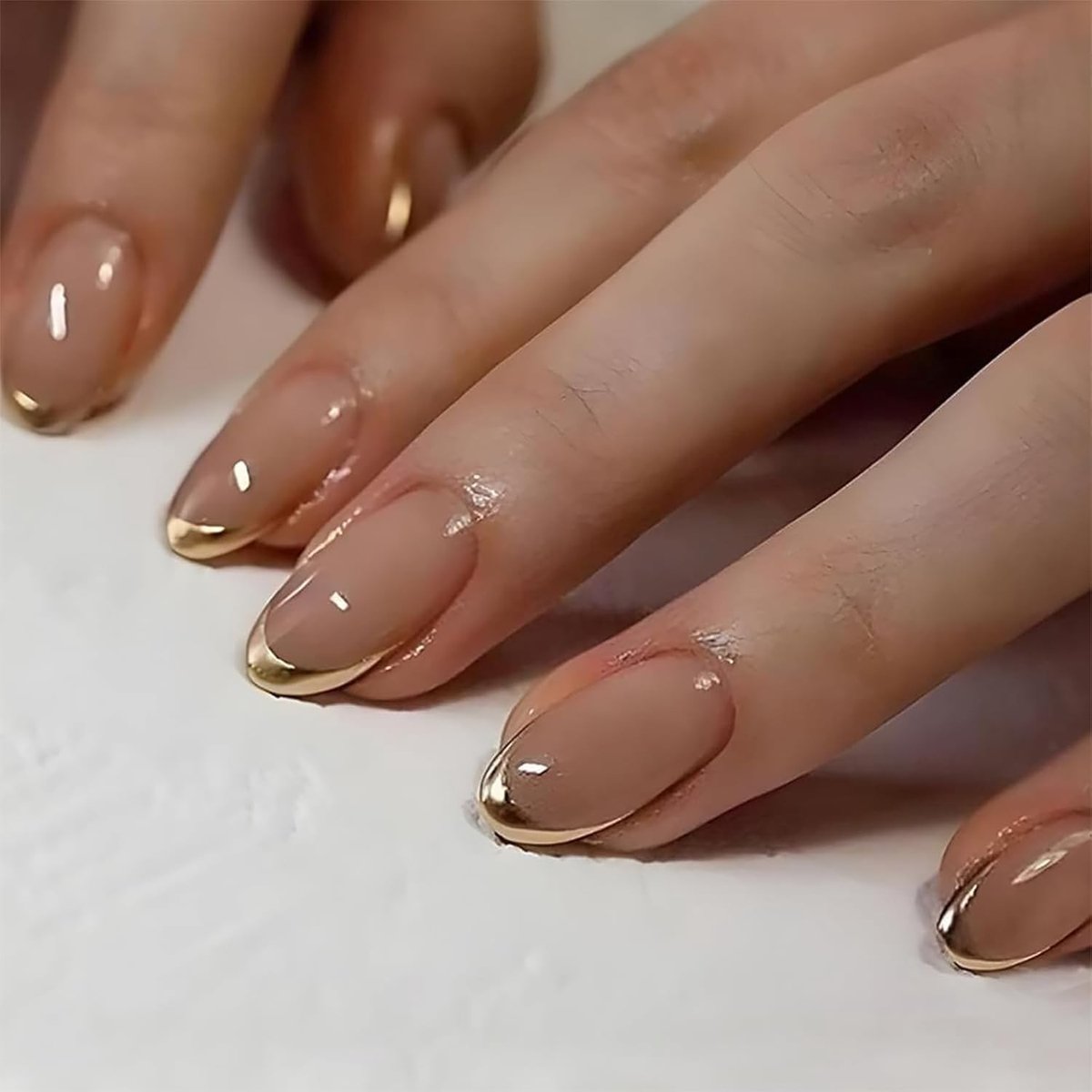 Dailygoods - 24 Stuks Franse Tip Press On Nails - Elegant Acrylnagels in Amandelvorm