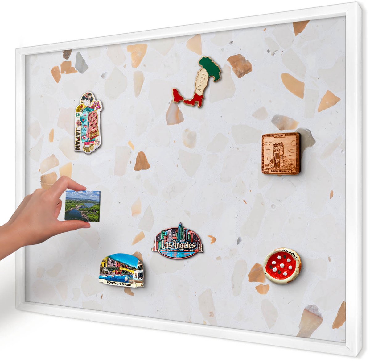 Artprintcave Wit Magneetbord mit Witte Lijst - 70x50 cm - Warm Mozaïek Wandbord Magnetisch - Modern Notitiebord - Teksten