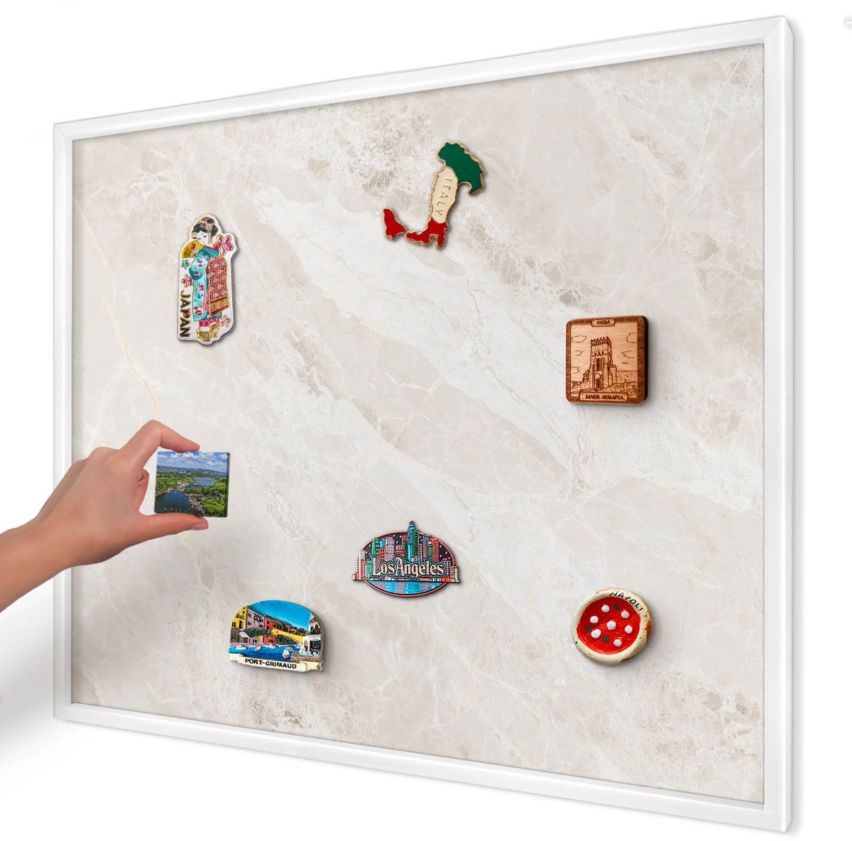 Artprintcave Beige Magneetbord mit Witte Lijst - 80x60 cm - Romige Elegantie Bord Voor Magneten - Minimalist Wandbord Magnetisch - Texturen
