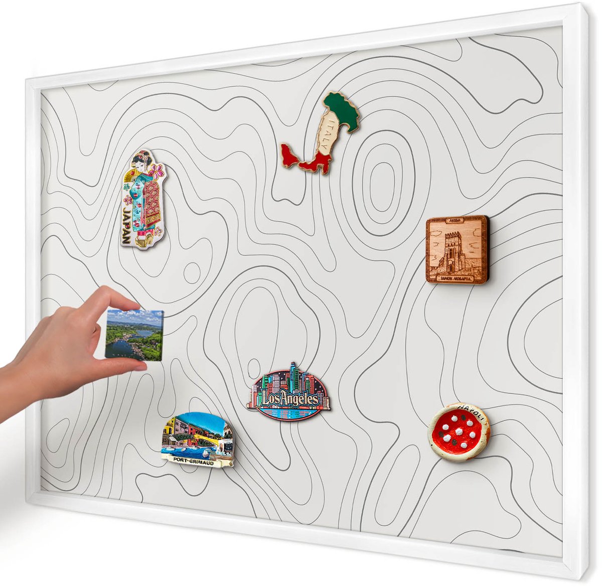 Artprintcave Wit Magneetbord mit Witte Lijst - 70x50 cm - Geometrische Elegantie Magnetische Organizer - Geometrische Magneet Bord mit Frame - Geometrische
