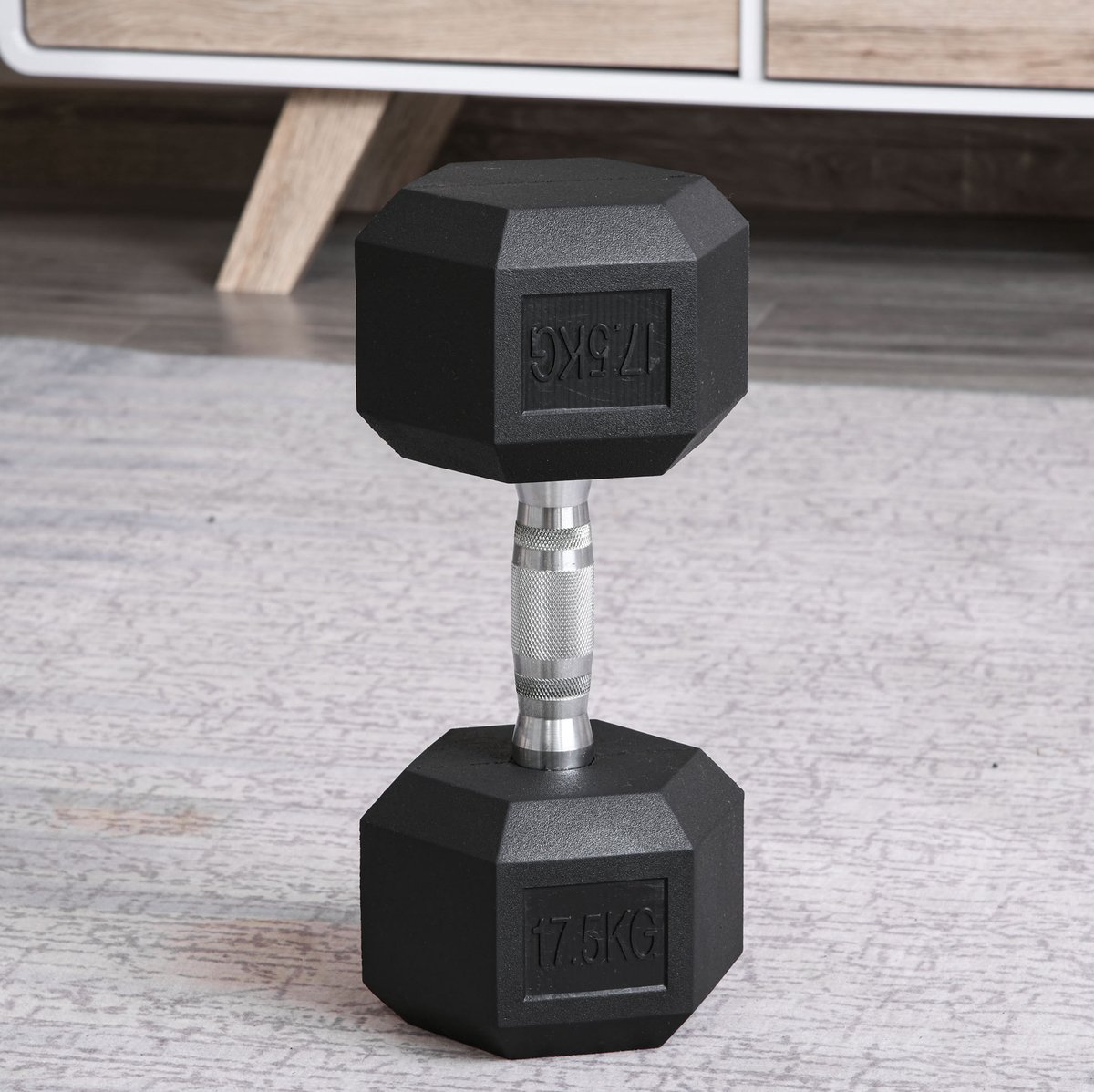 COVREO Dumbbell 17,5 kg zwart, rubber en gietijzer met antislip grip