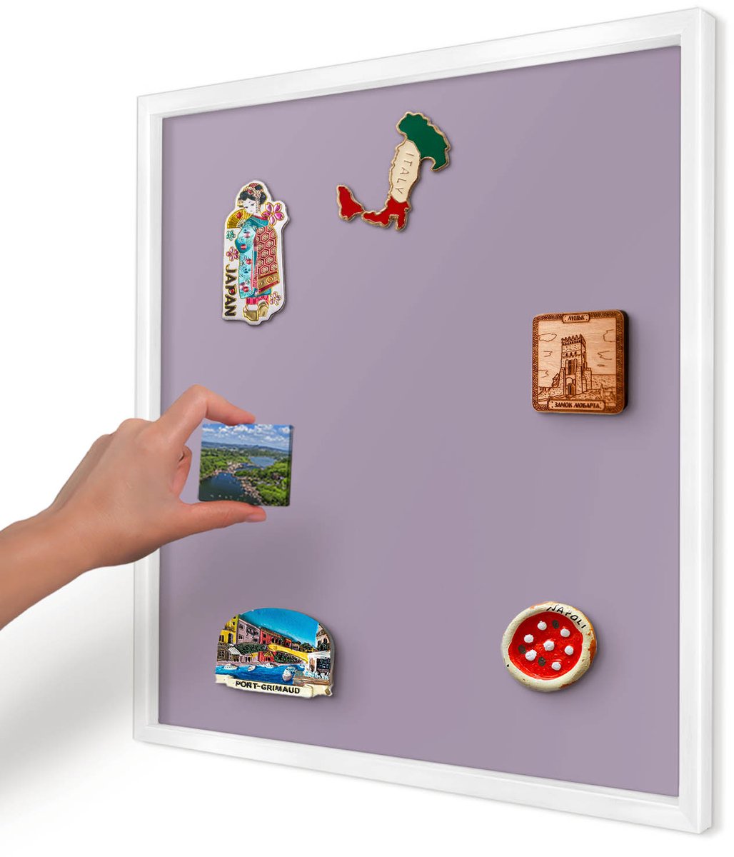 Artprintcave Paars Magneetbord mit Witte Lijst - 50x50 cm - Lila Paars Wandbord Magnetisch - Minimalist Bord Voor Magneten - Achtergronden En Patronen