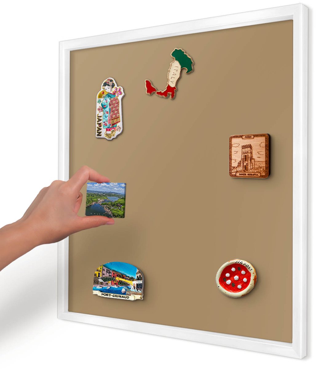 Artprintcave Bruin Magneetbord mit Witte Lijst - 50x50 cm - Bruine Kleur Magnetisch Bord - Minimalist Magneet Bord mit Frame - Achtergronden En Patronen