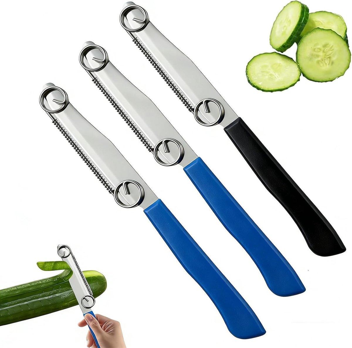 Multifunctionele 3-in-1 Groentenschiller en Fruitmes voor Snijden en Schillen van Komkommers, Wortelen en Aardappelen, Efficiënt en Krachtig Keukenhulpmiddel