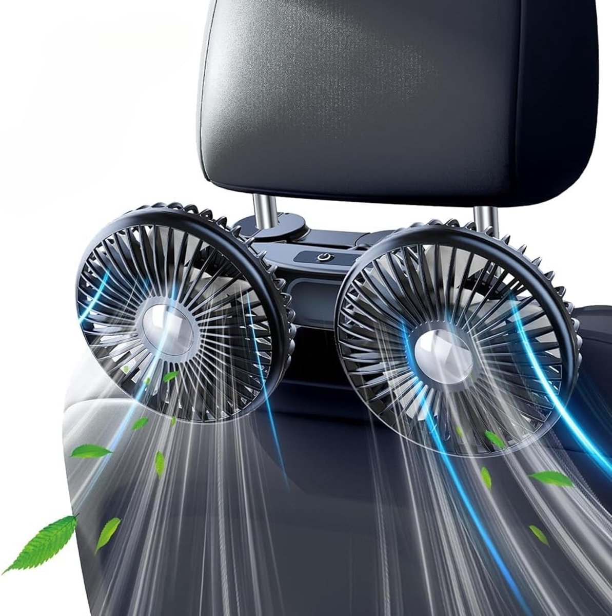 SnelShoppen - Autoventilator Achterbank met USB, Draagbare Ventilator voor Auto met 3 Snelheden, Verstelbare Koelventilatoren voor Kinderen en Volwass
