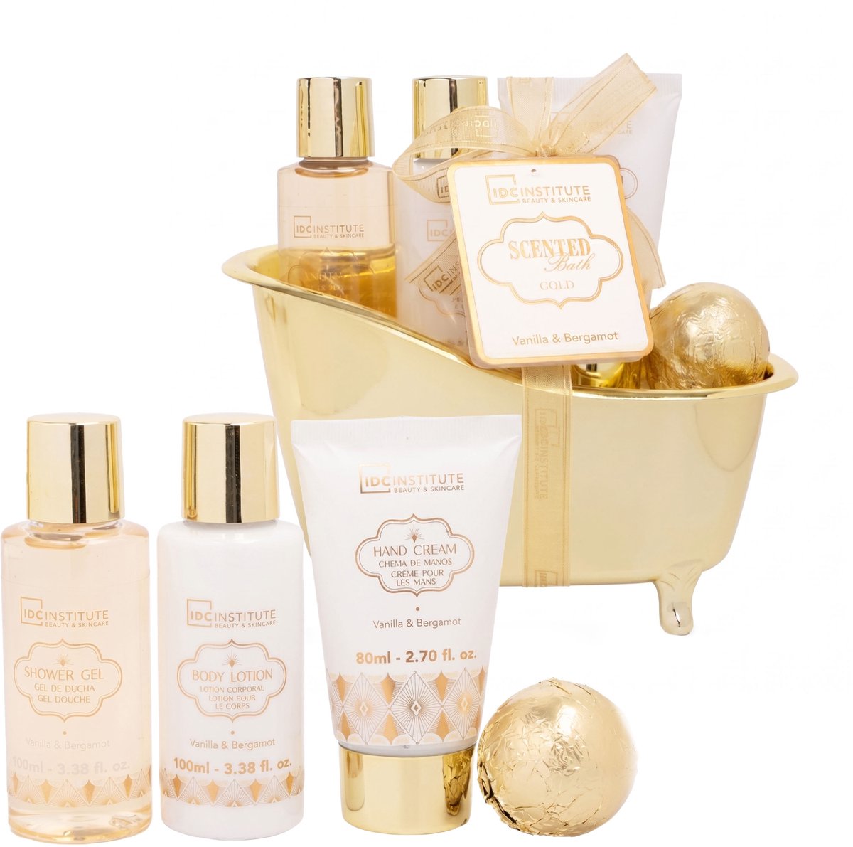 IDC Institute GOLD Vanille Bergamot Cadeau Set Lichaamscosmetica – Geschenkset mit Vanille und Bergamotte zur Körperpflege