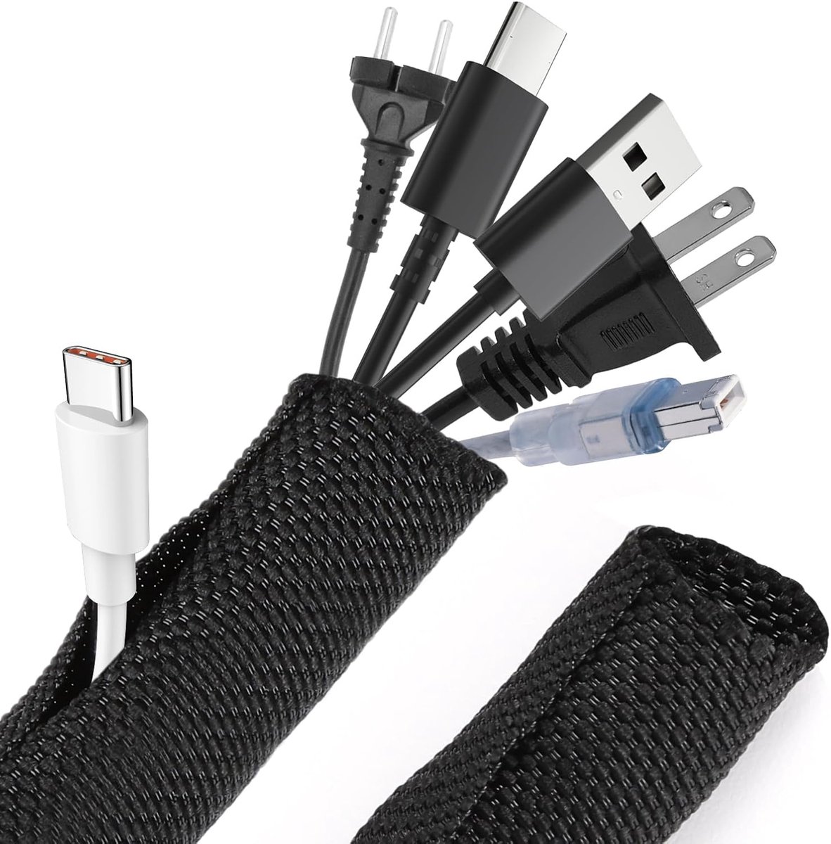 SnelShoppen - 6M Zelf Sluitende Kabelslang Zwart 9-11mm Gevlochten Slang & Kabelgoot Flexibele Kabelbescherming Kattenbijt Bestendig Op Maat Voor PC,