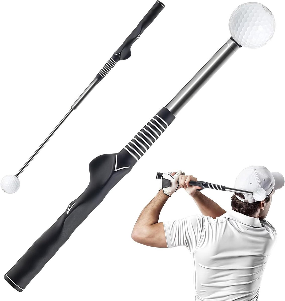 Intrekbare Golftrainer - Golf Swing Hulp - Houding Verbeteren - Antislip Handgreep - 39 cm - Wit