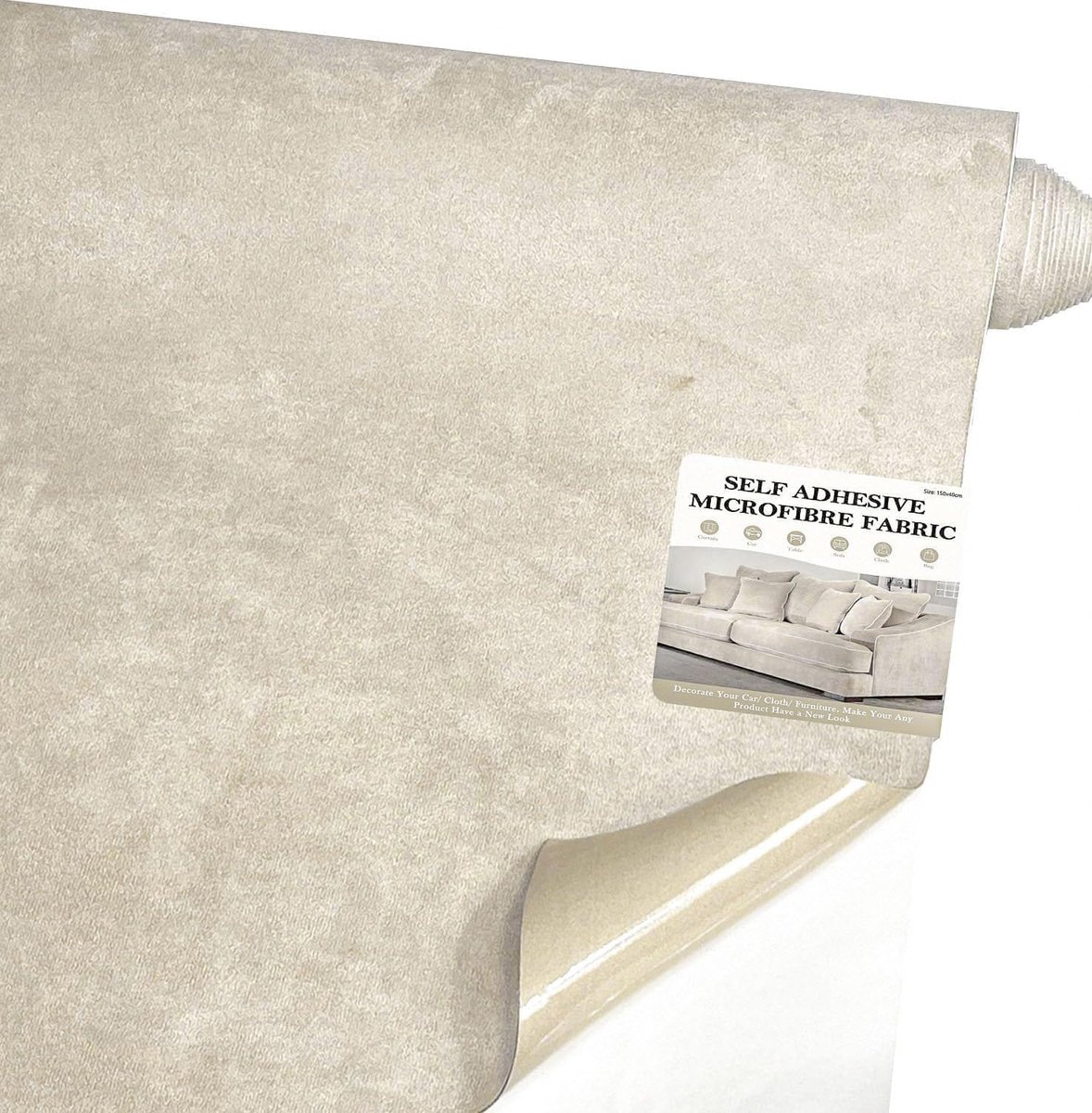 Microfiber zelfklevend stof 300 x 50 cm - beige - suede look - ideale interieurdecoratie - ShopVlot