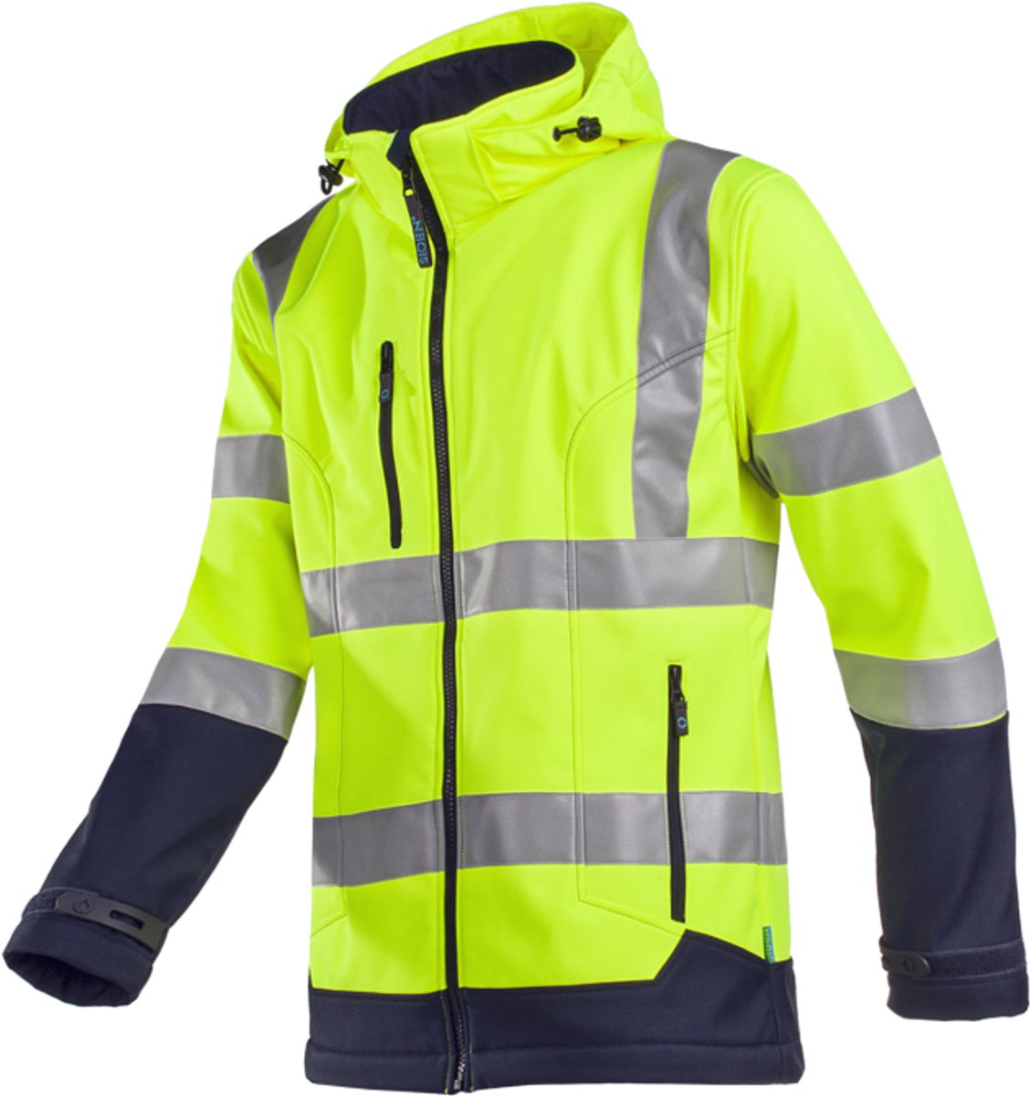 Sioen Gelamineerde Signalisatie Softshell Jas met Afneembare Kap Fuller-803-L