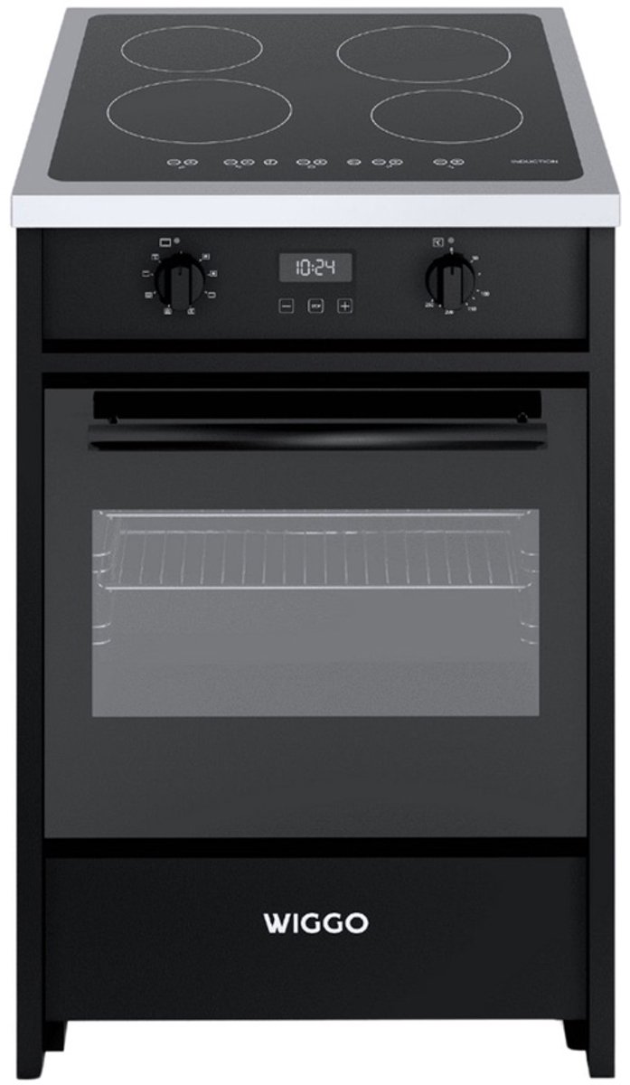 Bol.com Wiggo WIO-E621A(BX) – Inductie Fornuis – 60 cm – 2 fasen (7.6 kW) – Oven 55L – 50-250°C – Metaal – Zwart Inox aanbieding