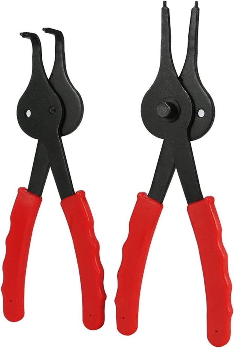 Borgveertang Set - Circlip Tangen - Onderhoud Voertuigen - Omkeerbare Gewrichten - 11 Delig - Zwart en Rood