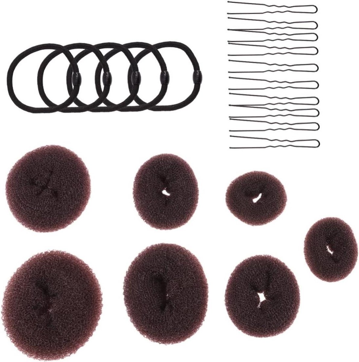 Haarknotmaker Set - Haarstyler Knotten - Kapsels Maken - Volume en Volheid - 9 x 9 x 4 cm - Koffie
