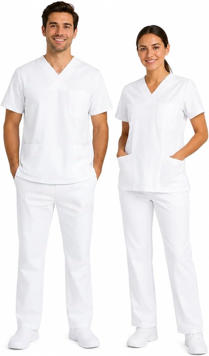 Morelli 100% katoen uniseks schrobset slipzak + slip broek set geneeskunde uniform, katoenen bovendeel met broek medische werkkleding