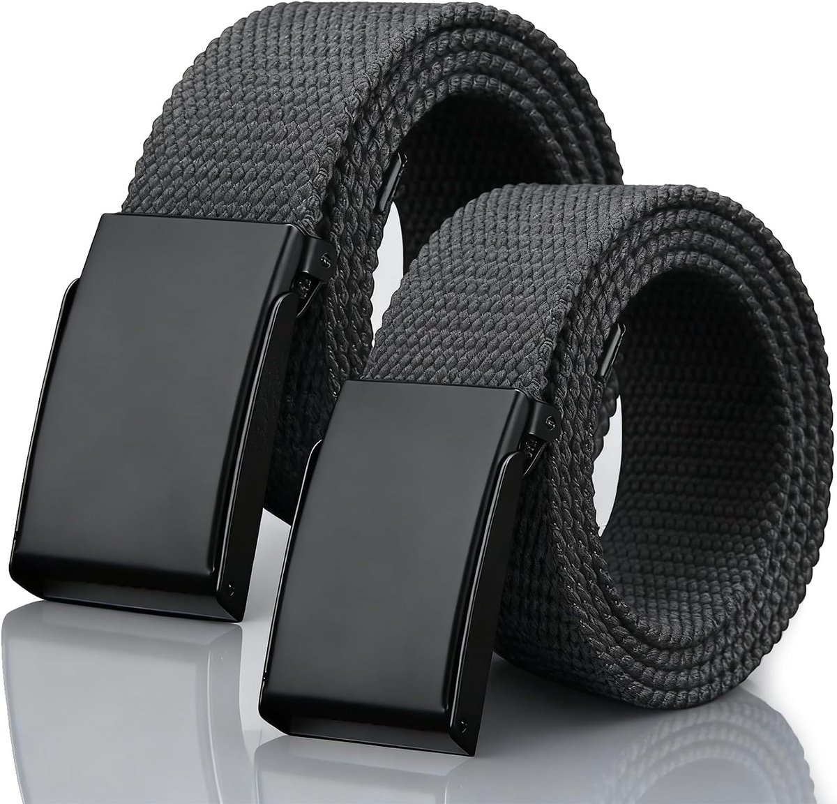 Riemen voor heren, riem voor heren, traploos verstelbare canvas riem voor werk en reizen, geen metalen gesp, snelle pasvorm door de veiligheid van de luchthaven, zwart, 130