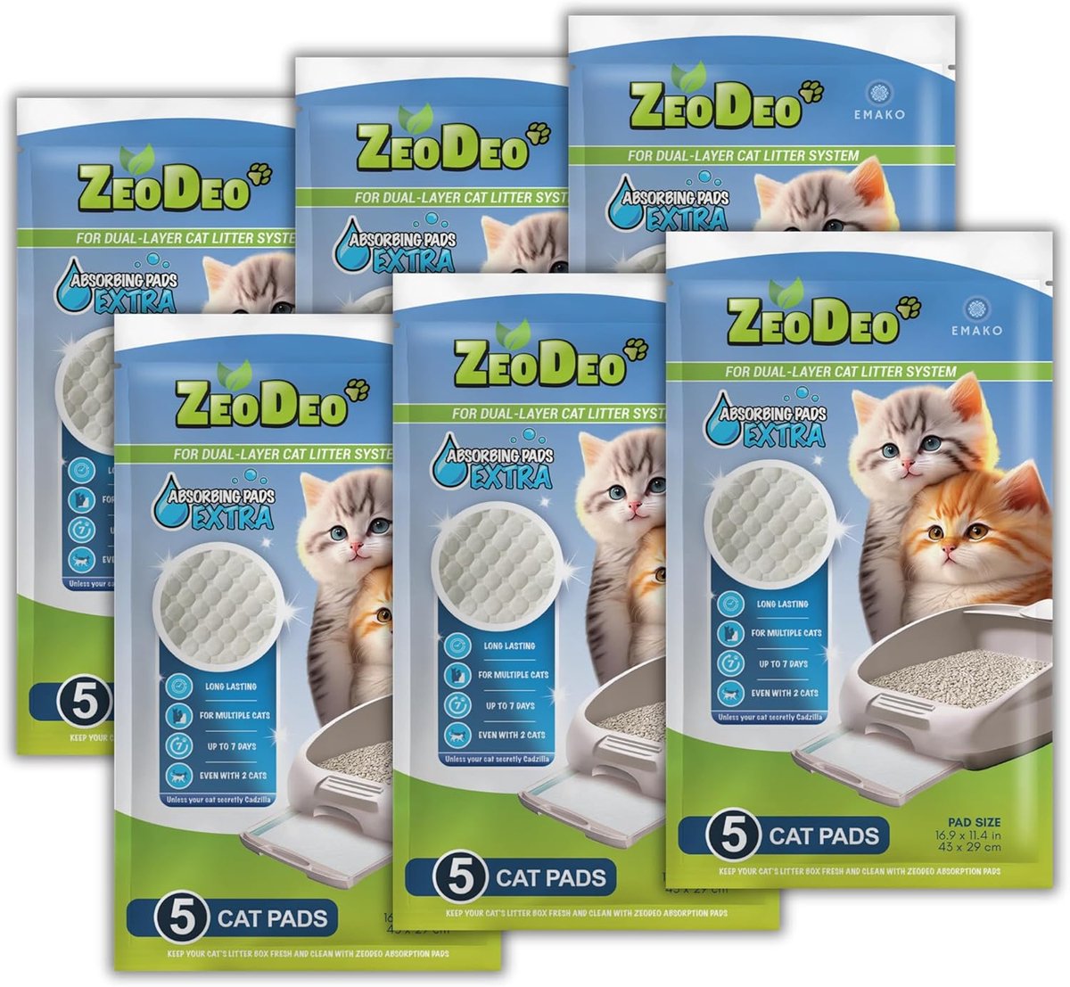 Kattenbak pads 30 stuks - extra absorberend - voor zeoliet kattenbakvulling - houdt kattenbak fris - ShopVlot