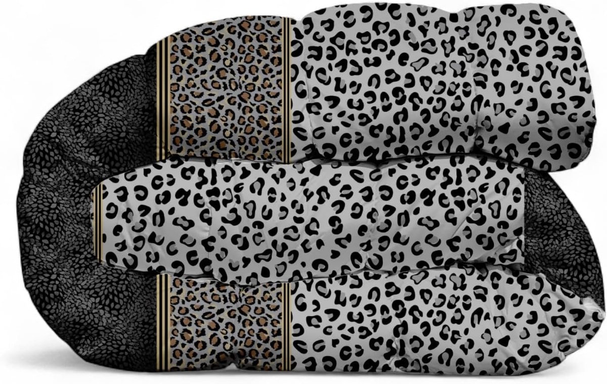 Dekbed 240 x 220 cm - Premium Geprint - Chic Panter/Bloemen - Het hele jaar door gebruik - SnelShoppen