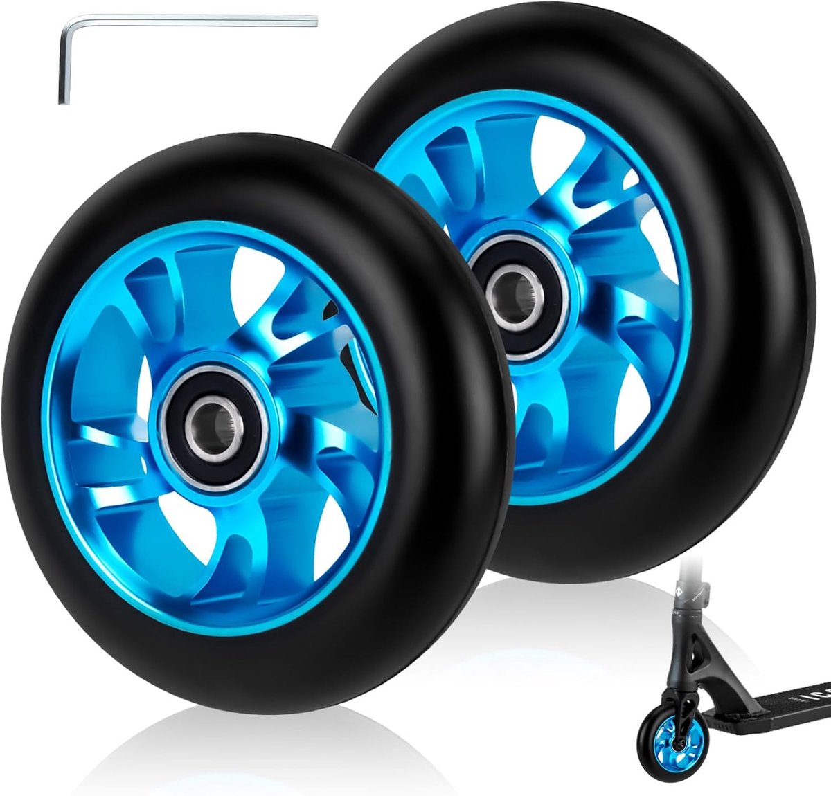 Reservewielen voor steps van 100 mm, wielen voor freestyle steps met ABEC-9 lagers, stuntstepwielen, wielen voor acrobatische steps voor de meeste steps