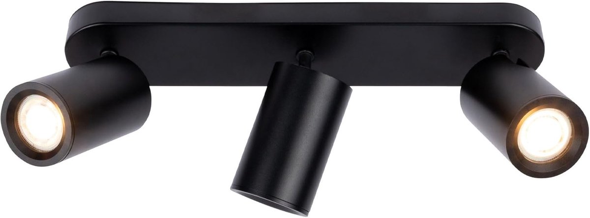 - LED Plafondspot, Zwart 3-lichts, Dimbaar, 3W, 3700K, Rechthoek, Kantelbaar, GU10 fitting & Lamp, IP20