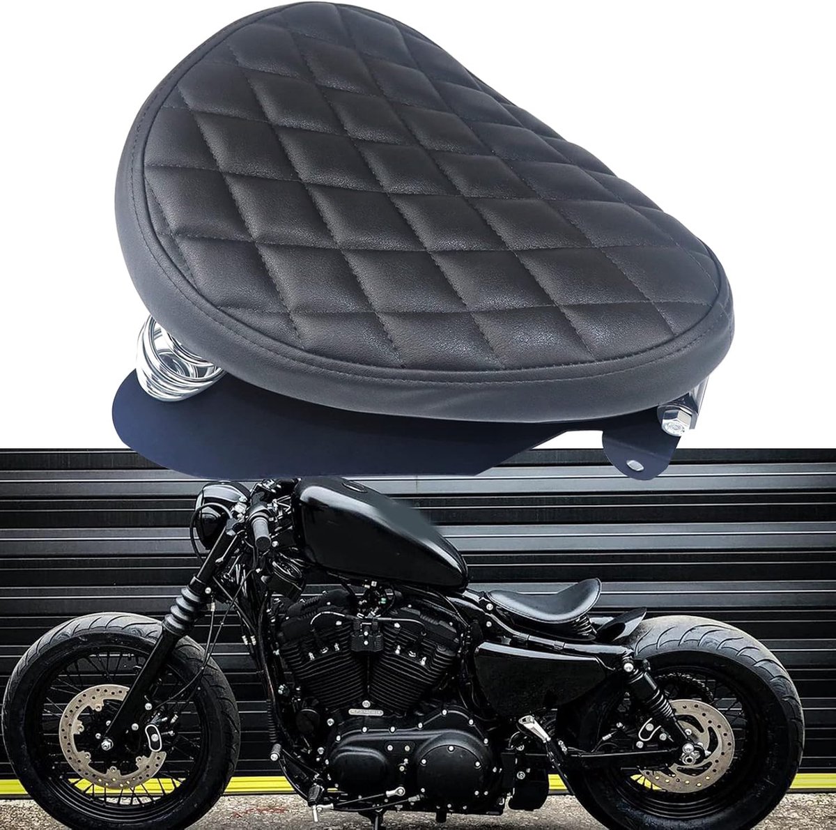 motorzadel, alleen met bodemplaat met veersteun voor Sportster Forty-Eight 48 XL883 1200 Chopper Custom, JRTEU517