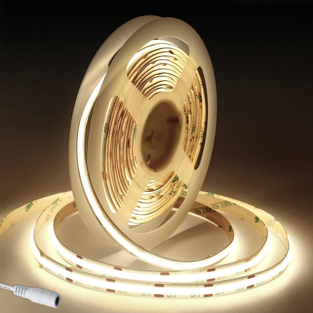 12V COB LED-stroken 4000K, 5m flexibele LED-strip strook 8mm brede, 480 LED's/m knipbare LED-lichtstrip voor doe-het-zelfverlichtingsproject in de slaapkamer of keuken (zonder voeding)