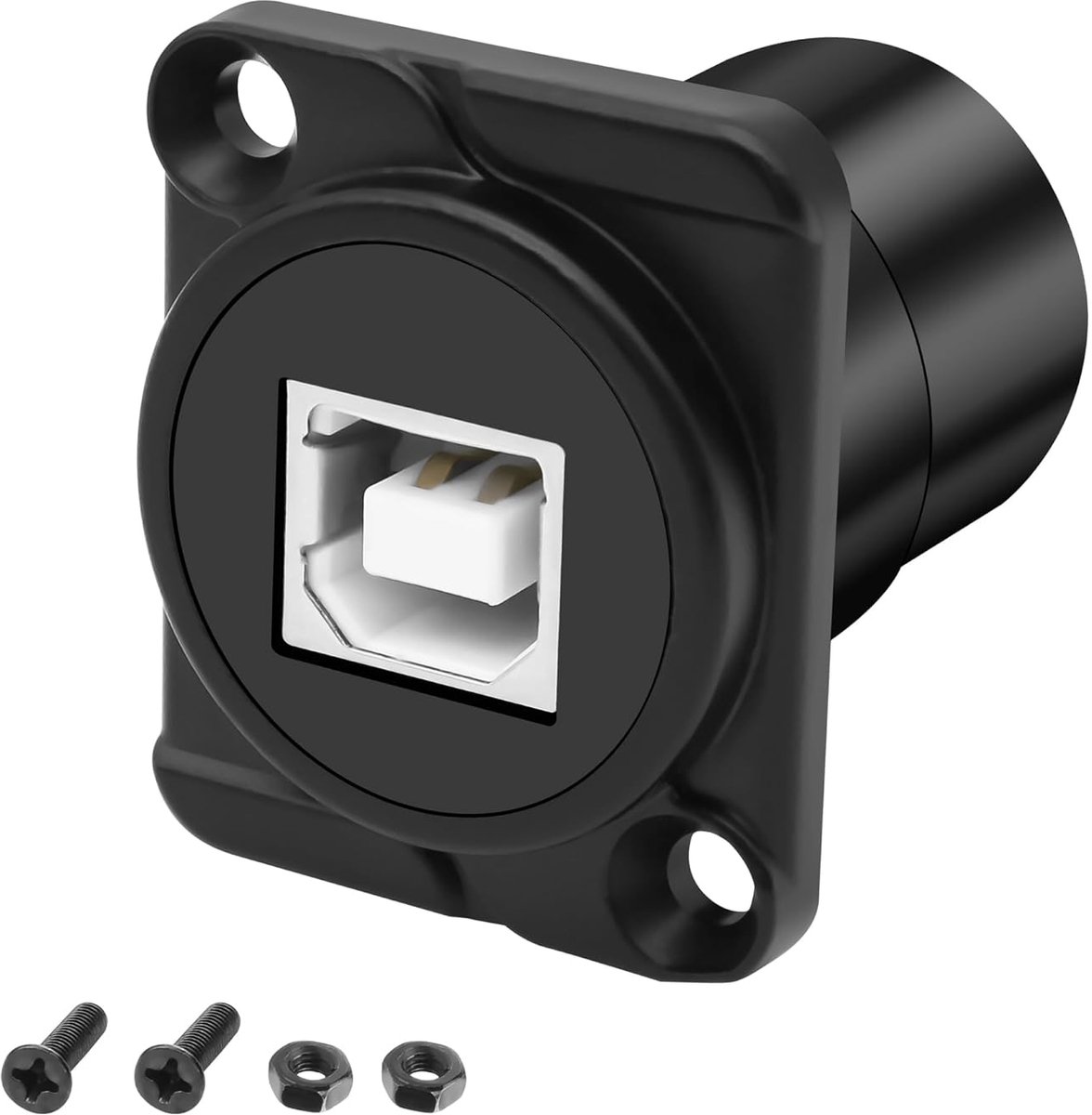 USB B naar A paneelgemonteerde connectorkoppeling, D-type USB2.0 type B vrouwelijk naar USB-A vrouwelijk converteradapter voor pc laptop printerscanner (zwart)