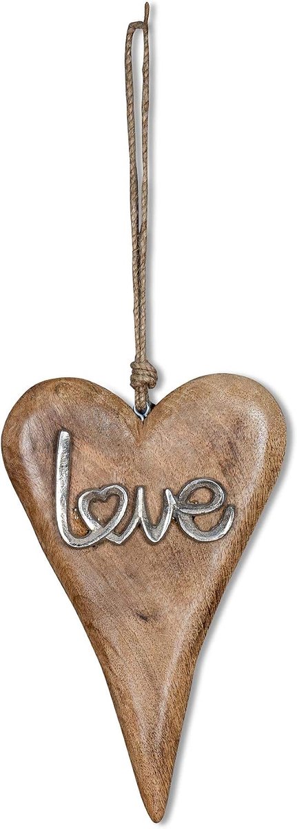 levandeo Hanger mango hout belettering Love H26cm muurdecoratie deurbord houtdecoratie deco hart woondecoratie