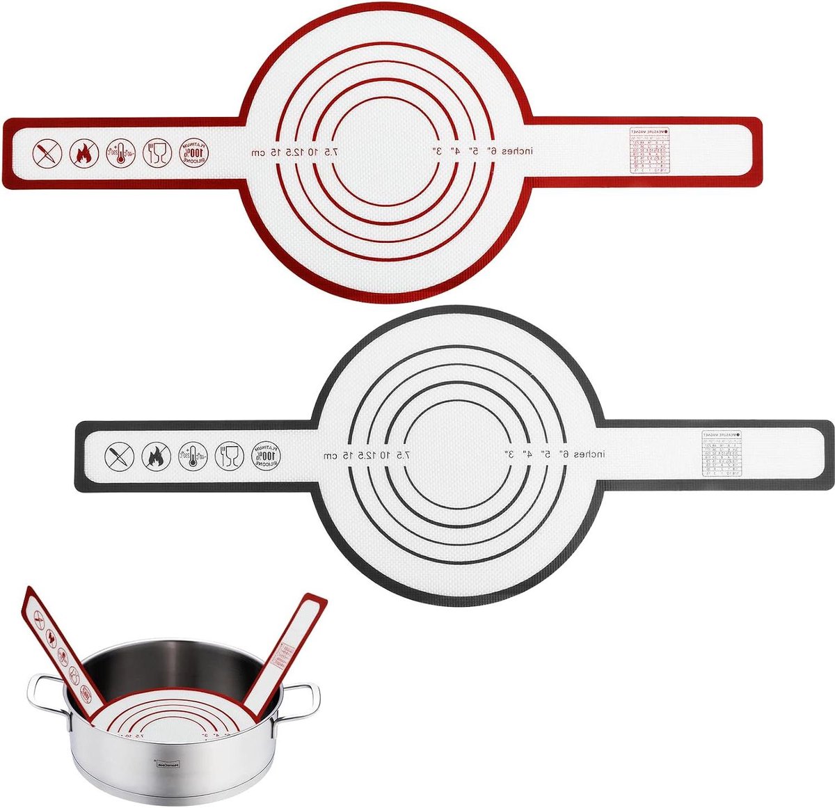 Broodbakmat 2 stuks - Siliconen bakmat - Brood bakken - Met lange handgrepen - 21 cm diameter - Grijs